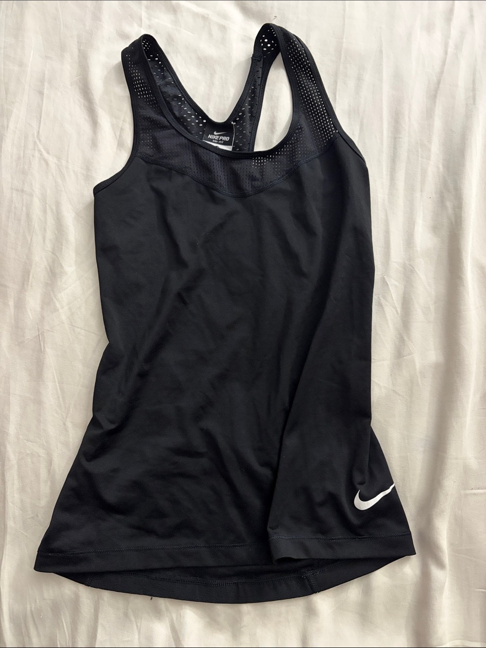 Nike Black dri-fit Racerback Performance Tank with White Swoosh